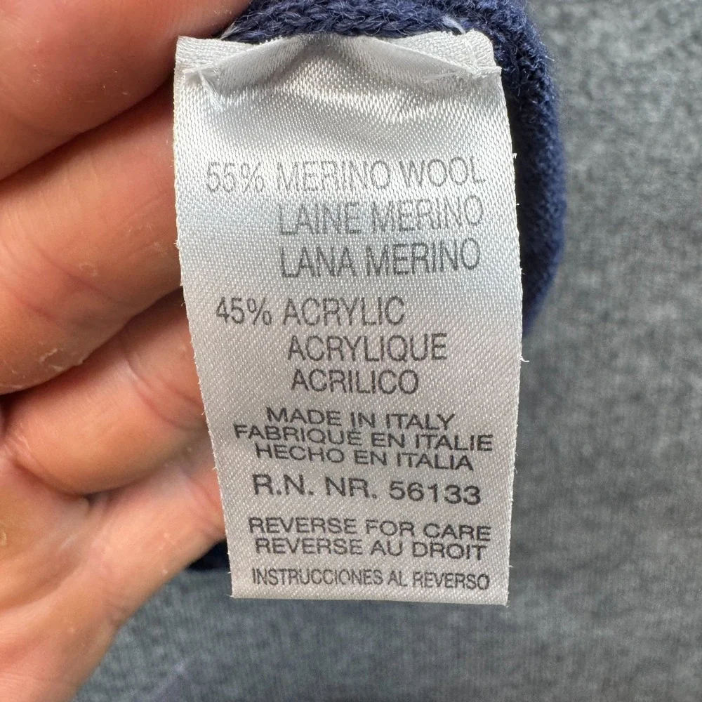 Paolo Valenzi Turtleneck Sweater Mens XL Blue Merino Wool Blend Knit Pullover